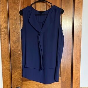 Atmosphere Blue Sleeveless Tie Front Blouse